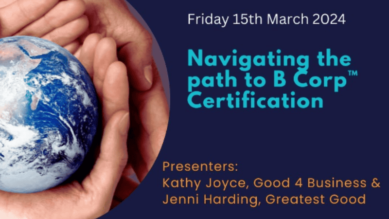 Earth in hands on blue background with webinar details